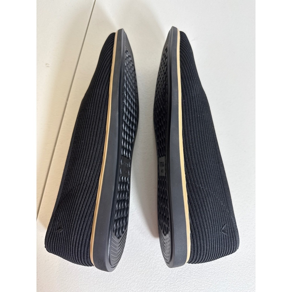 Vivaia Margot 2.0 Black Ribbed Knit Square Toe Flats Sustainable Shoes 41.5 10.5 - Picture 3 of 10